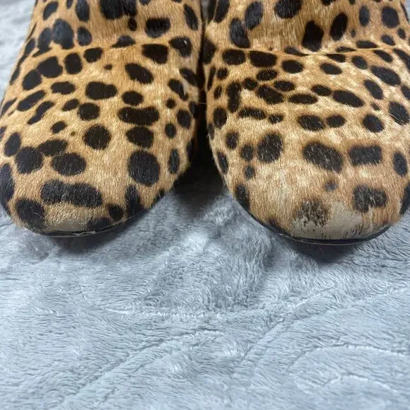 J.Crew Women's Leather Boots 8 Cheetah Print Calf Hair Short Boots Sadie Leopard - Picture 4 of 11